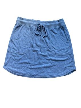 Balance Collection Heathered Blue Drawstring Pocket Mini Skirt M